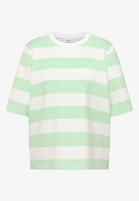 Sweat-shirt à manches courtes et à rayures juicy lime