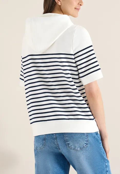 Sweat-shirt à manches courtes avec capuche et rayures universal blue