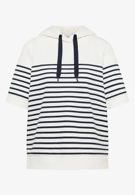 Sweat-shirt à manches courtes avec capuche et rayures universal blue