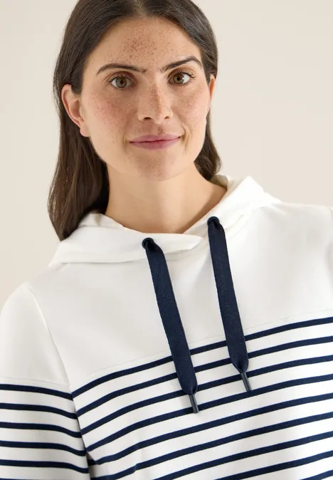 Sweat-shirt à manches courtes avec capuche et rayures universal blue