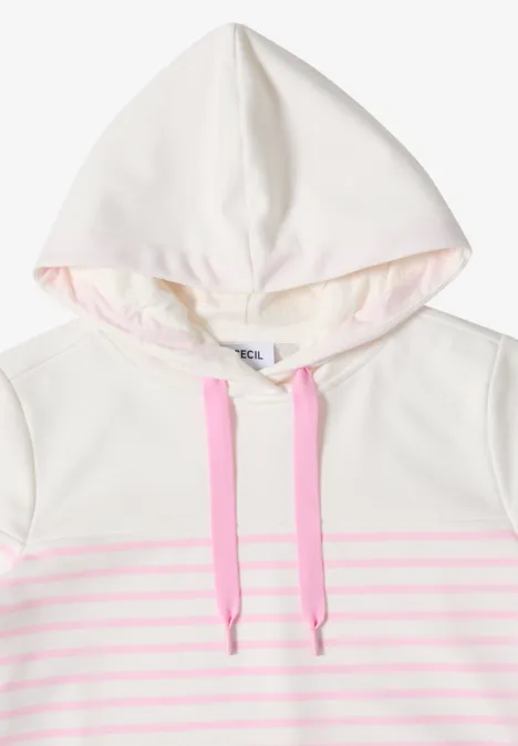 Sweat-shirt à manches courtes avec capuche et rayures light blush rose
