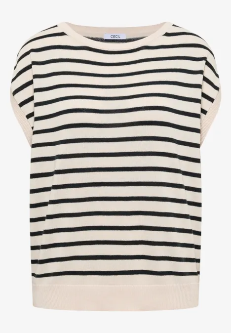 Ärmelloses Top mit schwarzen und weißen Streifen