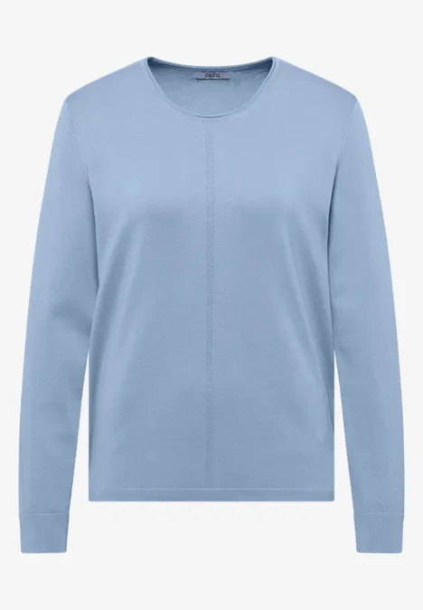 Pull bleu clair à col rond et manches longues