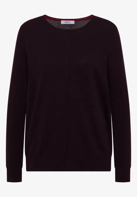 Pull noir simple à col rond et manches longues