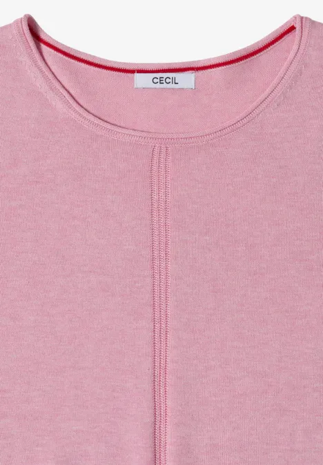 T-shirt rose à manches courtes avec col rond de la marque CECIL.