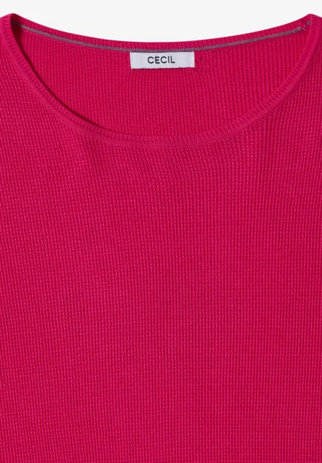 Pink-rotes Waffelstricktop mit Rundhalsausschnitt von CECIL.