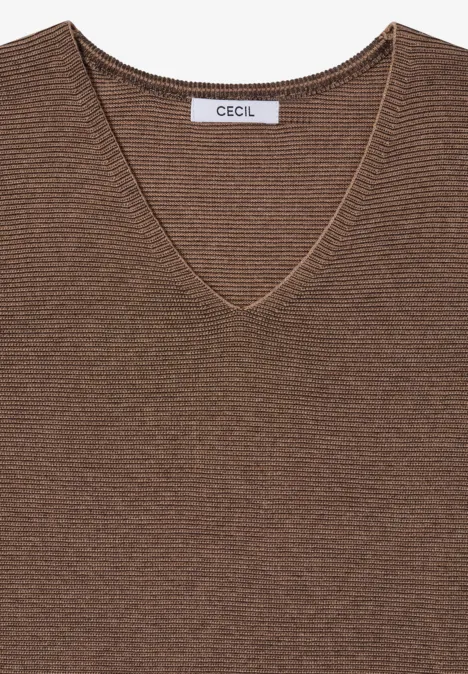 Braunes Stricktop mit V-Ausschnitt der Marke Cecil