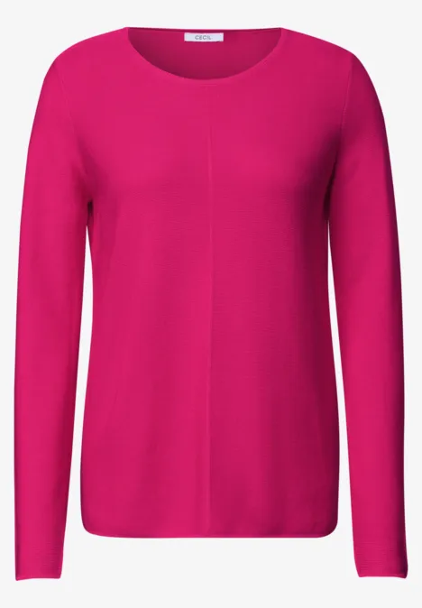Langarm Pullover mit Rundhals und Struktur pink flash Ein schlichtes, langärmeliges pinkes Shirt mit Rundhalsausschnitt.