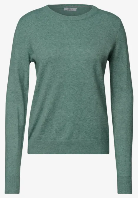Schlichter grüner Pullover mit Rundhalsausschnitt und langen Ärmeln
