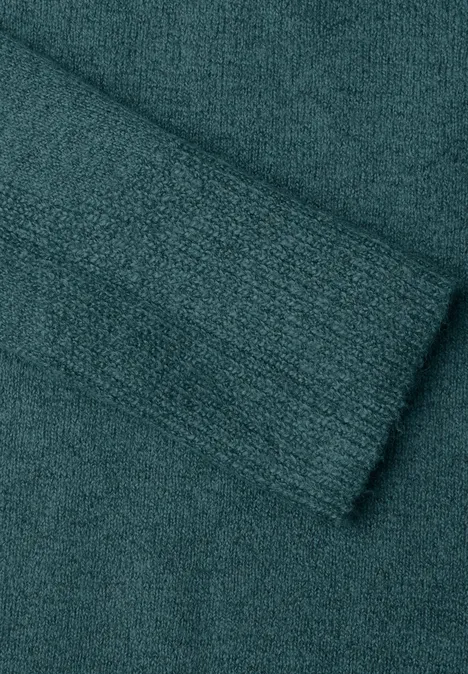 Trui met ronde hals en structuurmix dark sea green melange Grob gestrickter, gefalteter Stoff in dunklem Türkis