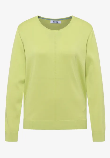 Hellgrüner, schlichter Pullover mit Rundhalsausschnitt und langen Ärmeln.