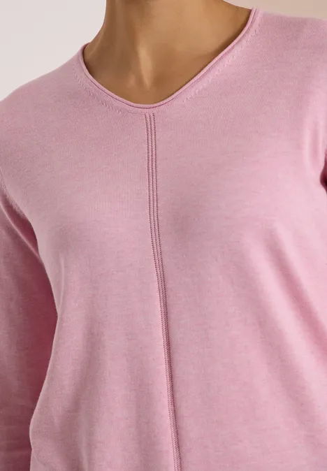 Rosa Pullover mit Rundhalsausschnitt und auffälliger Mittelnaht