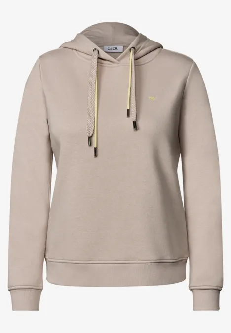 Sweatshirt met lange mouwen en capuchon snow cloud beige Schlichter beige Kapuzenpullover mit Kängurutasche und verstellbarem Kordelzug.