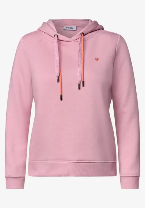 Sweatshirt met lange mouwen en capuchon mellow rose Schlichter hellrosa Kapuzenpullover mit verstellbarem Kordelzug und Rippbündchen
