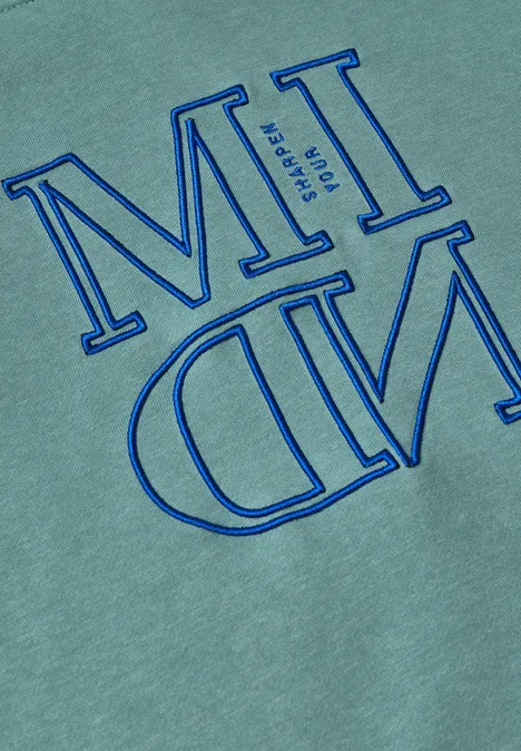 Sweatshirt mit Kapuze und Artwork mineral blue Mintgrünes T-Shirt mit großem blauen 'MID'-Schriftzug.