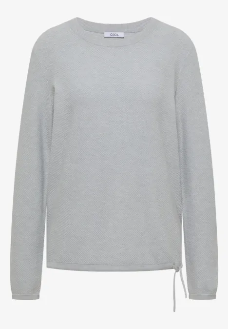 Pull gris clair à manches longues et col rond.