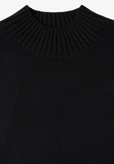 Pull en maille noir à col rond côtelé