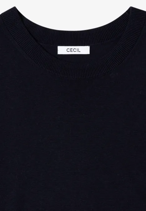 Pull à col rond avec détail superposé urban dark blue Pull noir à col rond avec étiquette discrète au col