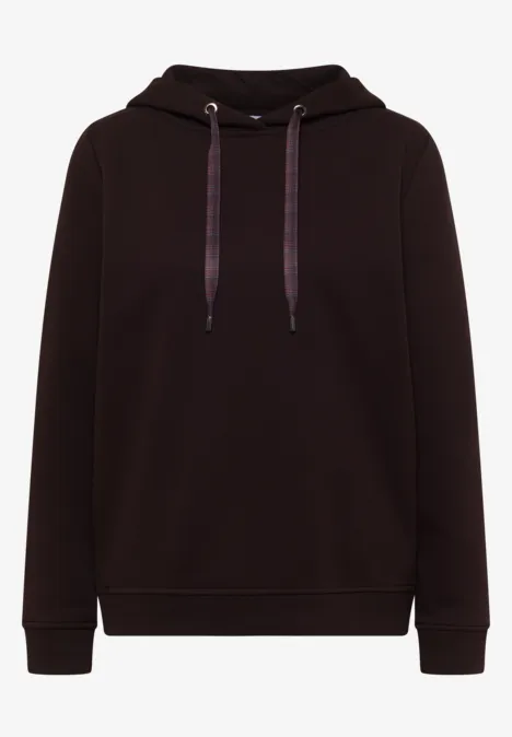 Sweatshirt in Unifarbe mit Kapuze truffle brown Schwarzer Hoodie mit Kapuze, Kordelzug und langen Ärmeln.