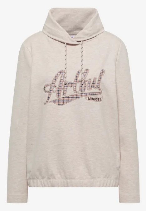 Sweatshirt mit Kapuze und Artwork light cashmere beige melange Beiger Kapuzenpullover mit elastischem Saum und kariertem Artful-Print auf der Vorderseite.