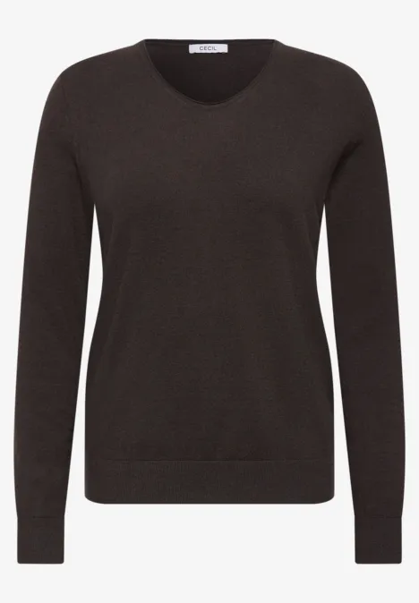 Schlichter schwarzer Pullover mit Rundhalsausschnitt und langen Ärmeln
