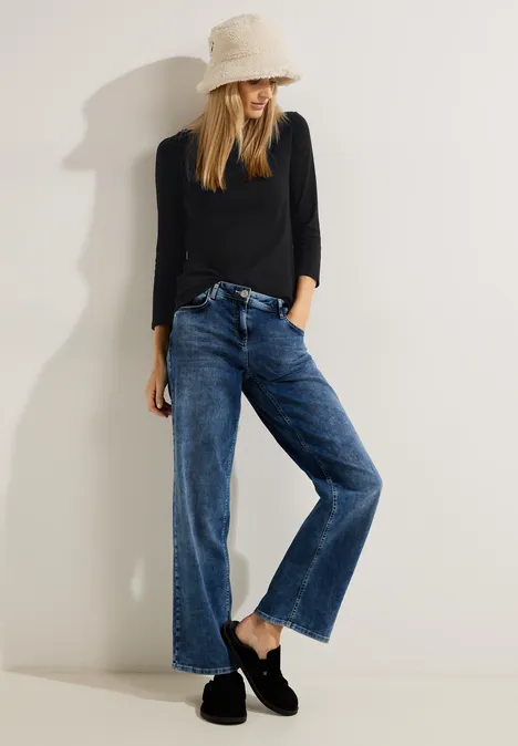 Basic Shirt in Unifarbe Black