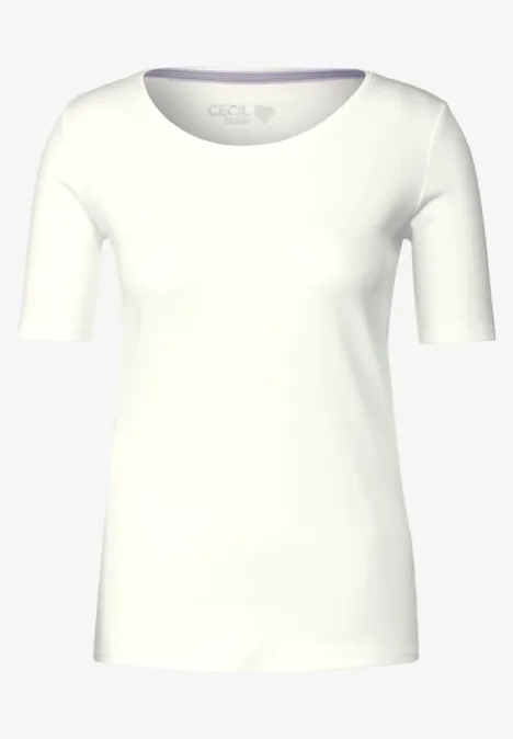 T-Shirt in Unifarbe vanilla white