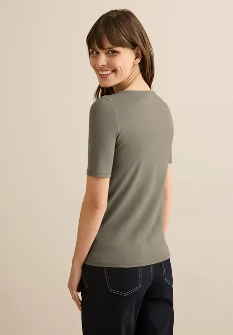 T-Shirt in Unifarbe smoky taupe