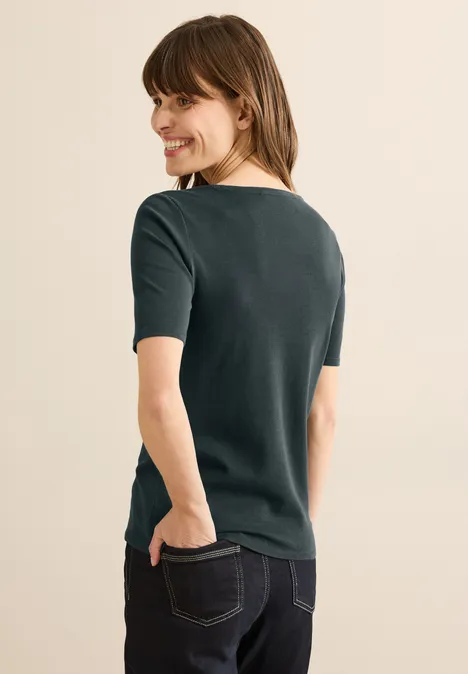 T-Shirt in Unifarbe slate khaki