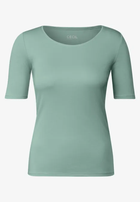 T-Shirt in Unifarbe matcha green