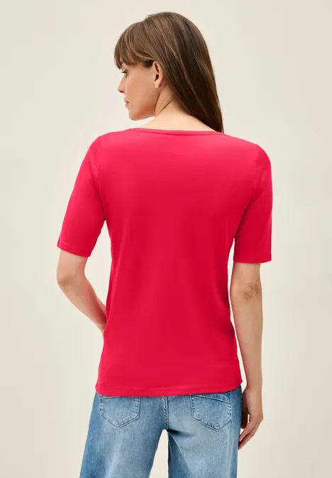 T-Shirt in Unifarbe glazed apple red