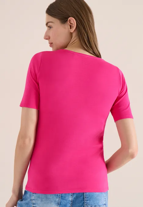 Basic T-Shirt mit Rundhals in Unifarbe beetroot pink