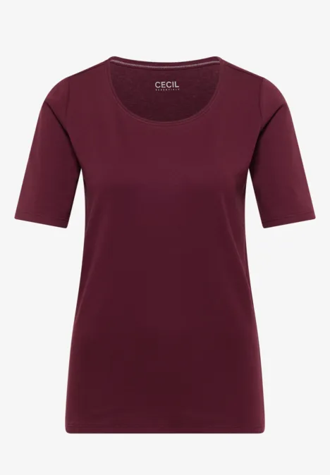 T-shirt basique à col rond en couleur unie sweet grape red