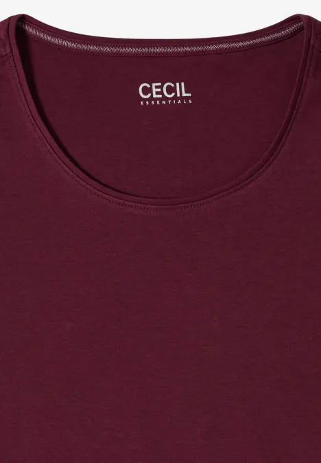 T-shirt basique à col rond en couleur unie sweet grape red