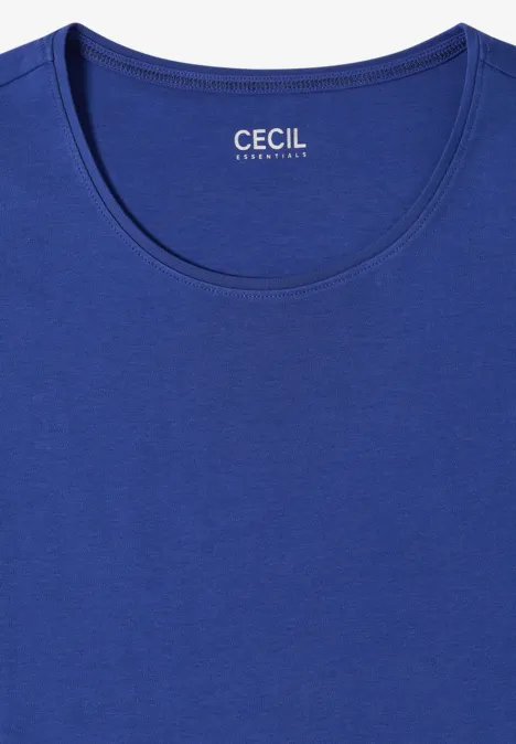 Basic T-Shirt mit Rundhals in Unifarbe deep river blue Ein einfarbiges, königsblaues Damen-T-Shirt mit Rundhalsausschnitt