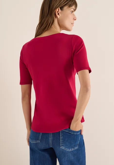 T-Shirt in Unifarbe beaujolais red