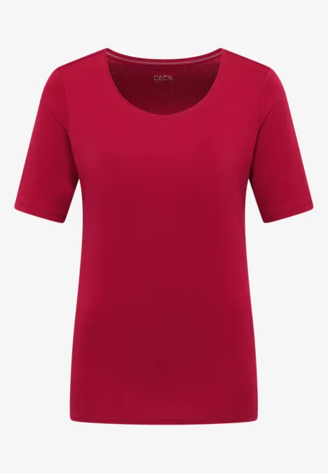 T-Shirt in Unifarbe beaujolais red