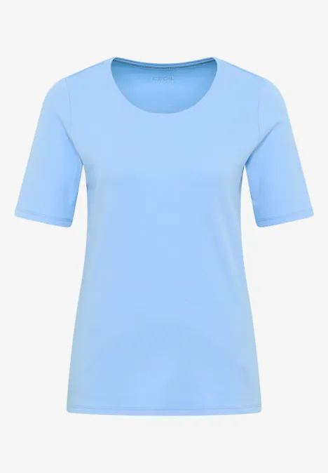 T-Shirt in Unifarbe sporty light blue