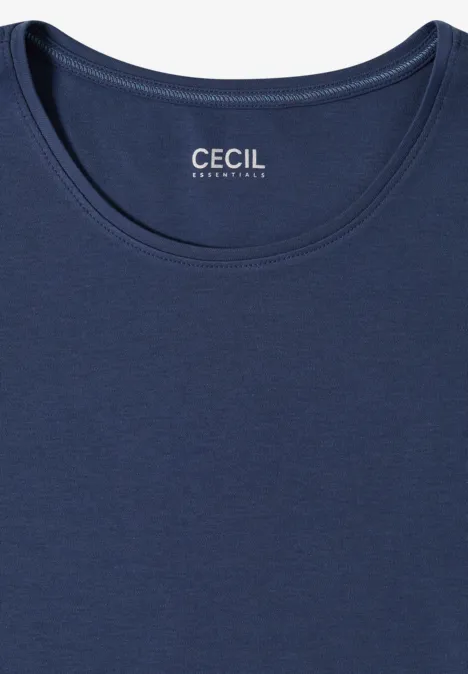 Basic T-Shirt mit Rundhals in Unifarbe sporty denim blue
