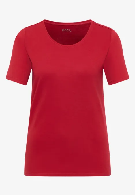 Rood T-shirt met ronde hals en korte mouwen