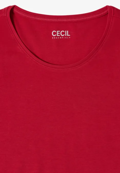Rood CECIL T-shirt met ronde hals, eenvoudig en effen
