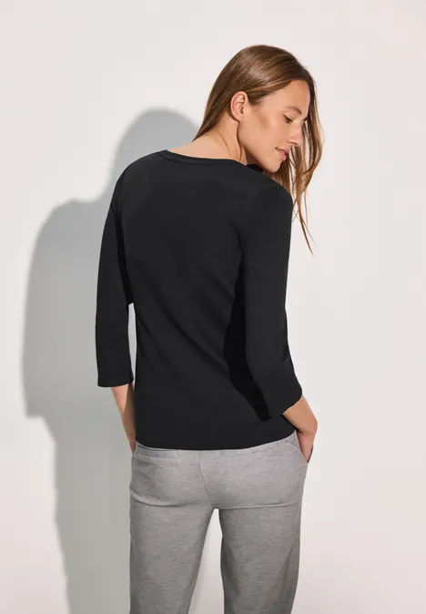 Basic Shirt mit Rundhals Black