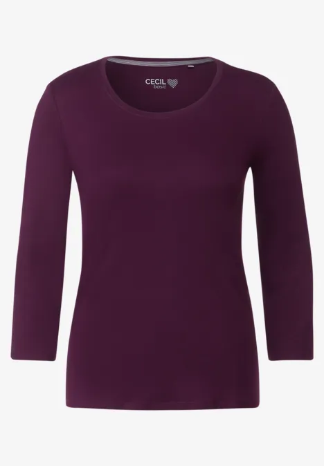Basic Shirt mit Rundhals deep berry