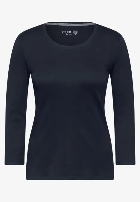 Basic Shirt mit Rundhals universal blue