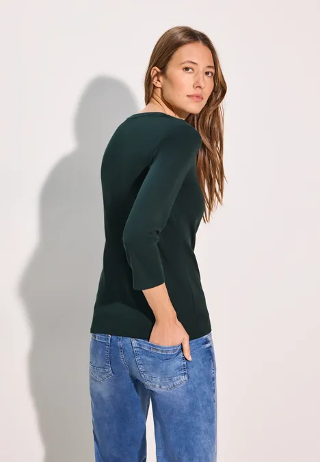 Basic Shirt mit Rundhals fir green