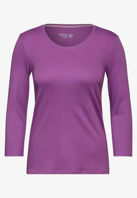 Basic Shirt mit Rundhals iced violet