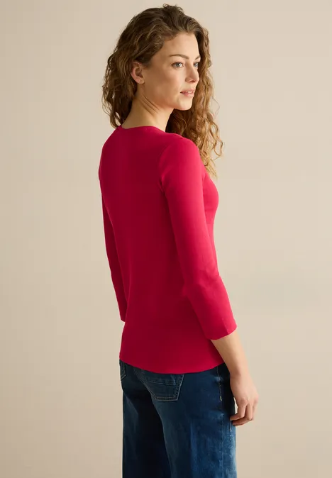 Basic Shirt mit Rundhals granita red