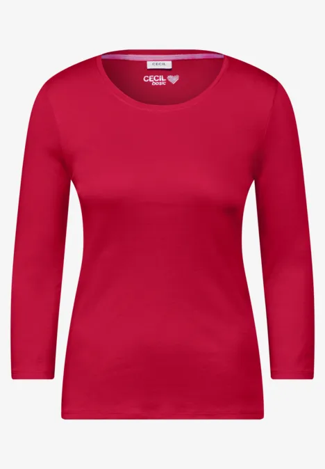 Basic Shirt mit Rundhals granita red