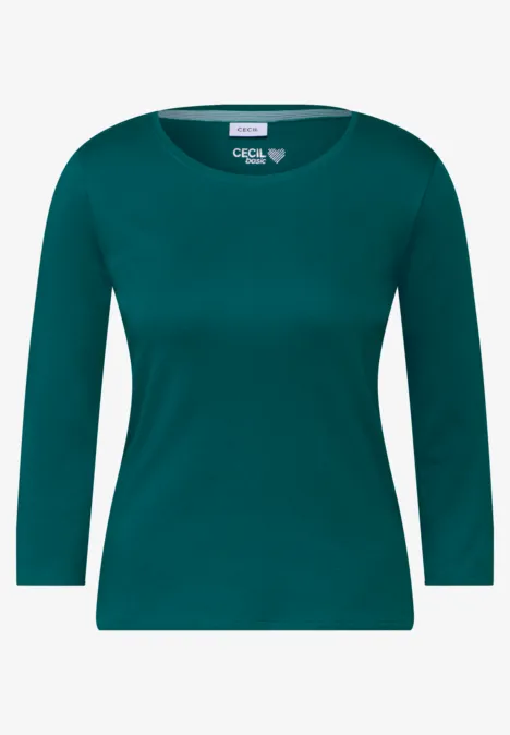 Basic Shirt mit Rundhals petrol green