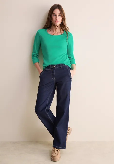Basic Shirt mit Rundhals aventurine green